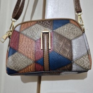 Geometric Patchwork Crossbody Bag